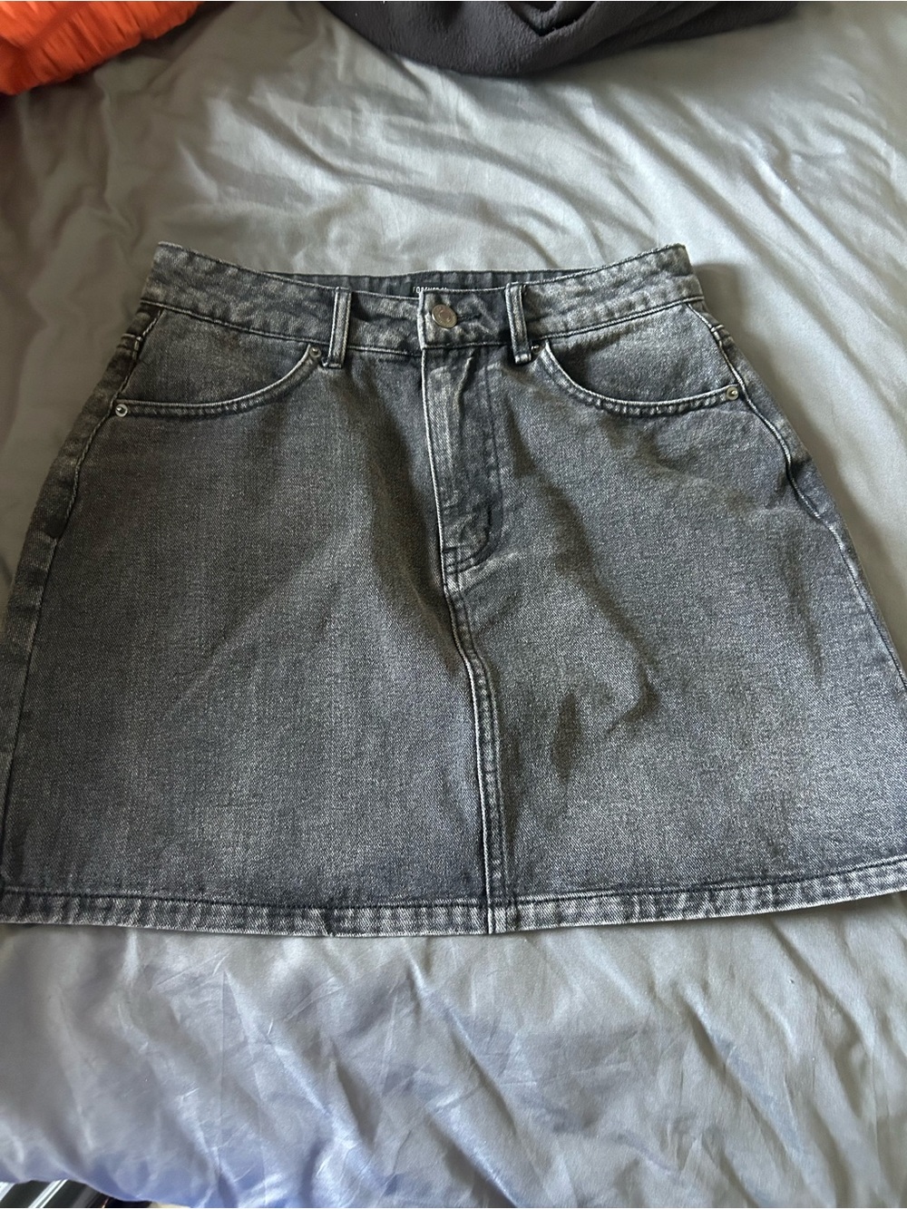 Forever 21 Charcoal Gray Denim Mini Skirt